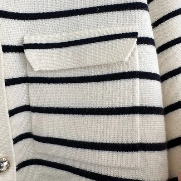 Sezane Cream and Black Striped Betty Cardigan - Picture 3 of 8